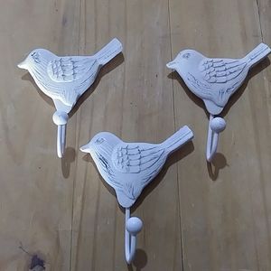 Shabby Chic Bird Coat Hooks - Set Of 3